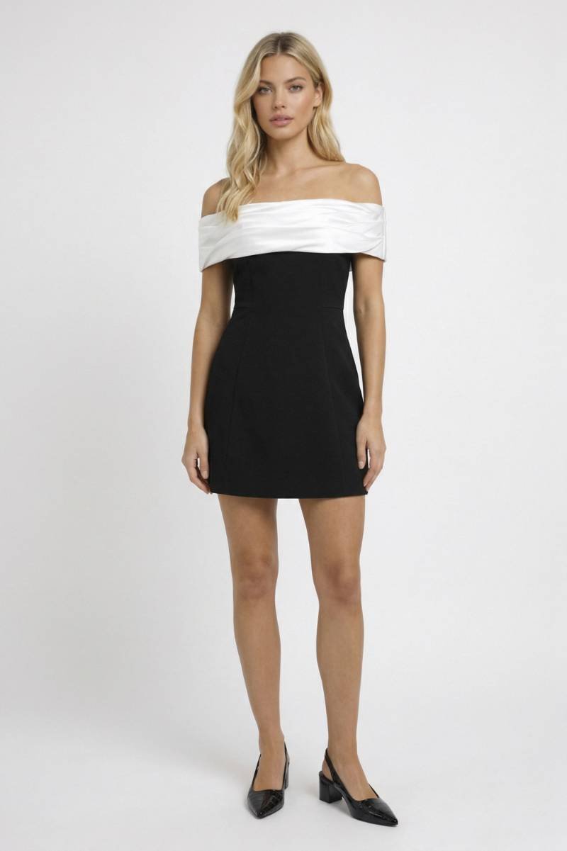 Off-shoulder mini jurk met contrastdetail - Valérie