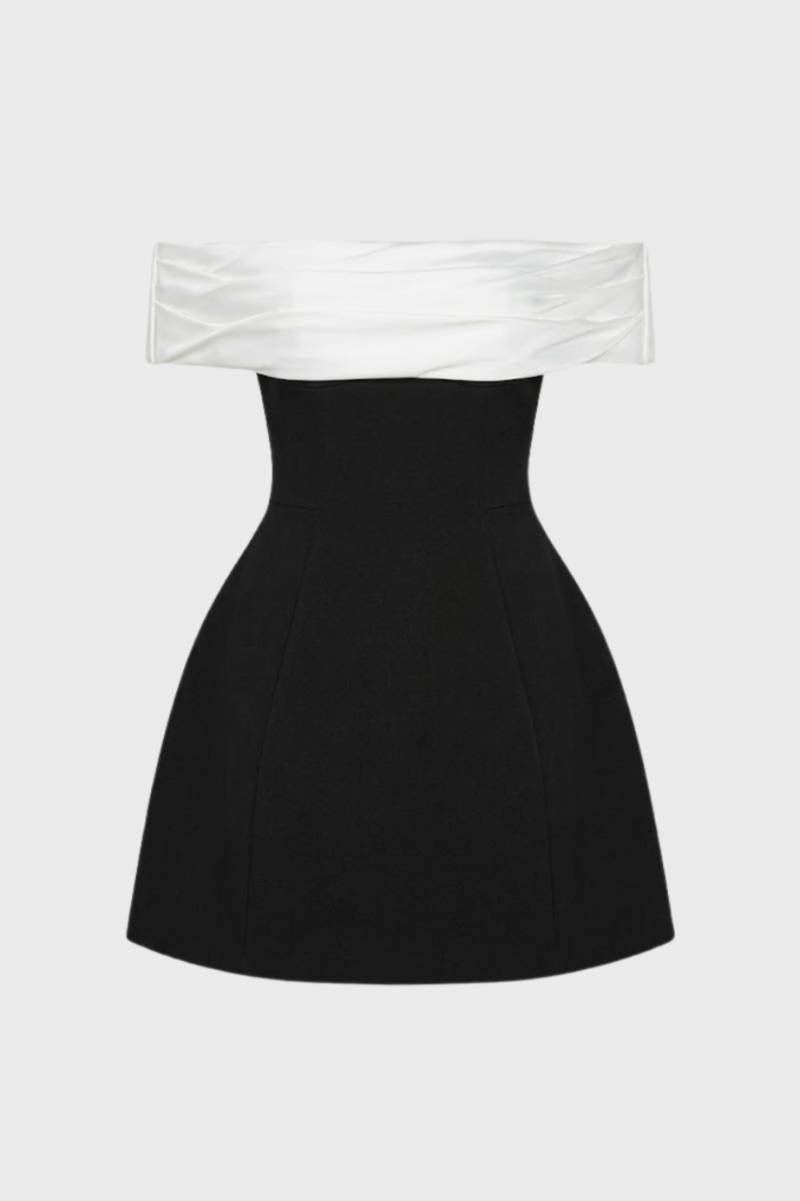 Off-shoulder mini jurk met contrastdetail - Valérie