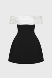 Off-shoulder mini jurk met contrastdetail - Valérie