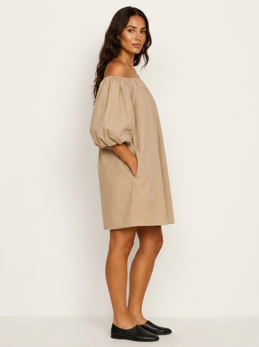 Off-shoulder mini jurk met pofmouwen - Sophia