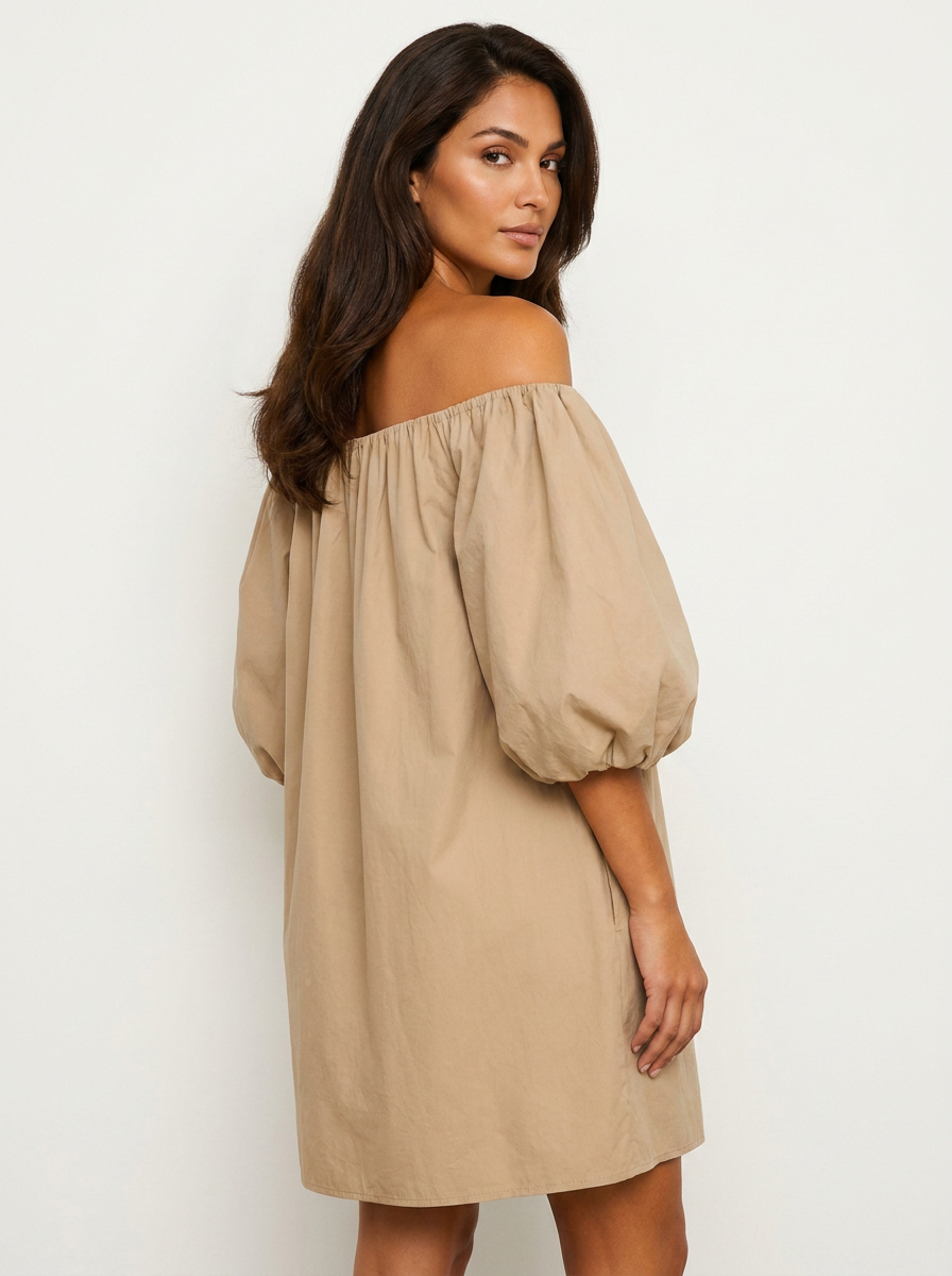Off-shoulder mini jurk met pofmouwen - Sophia