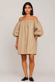 Off-shoulder mini jurk met pofmouwen - Sophia