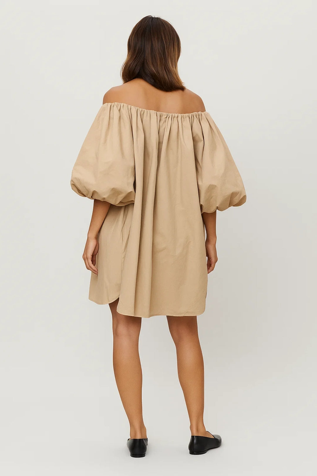 Off-shoulder mini jurk met pofmouwen - Sophia