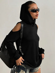 Off-shoulder dames hoodie met open schouders – Essentia