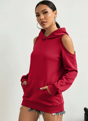 Off-shoulder dames hoodie met open schouders – Essentia