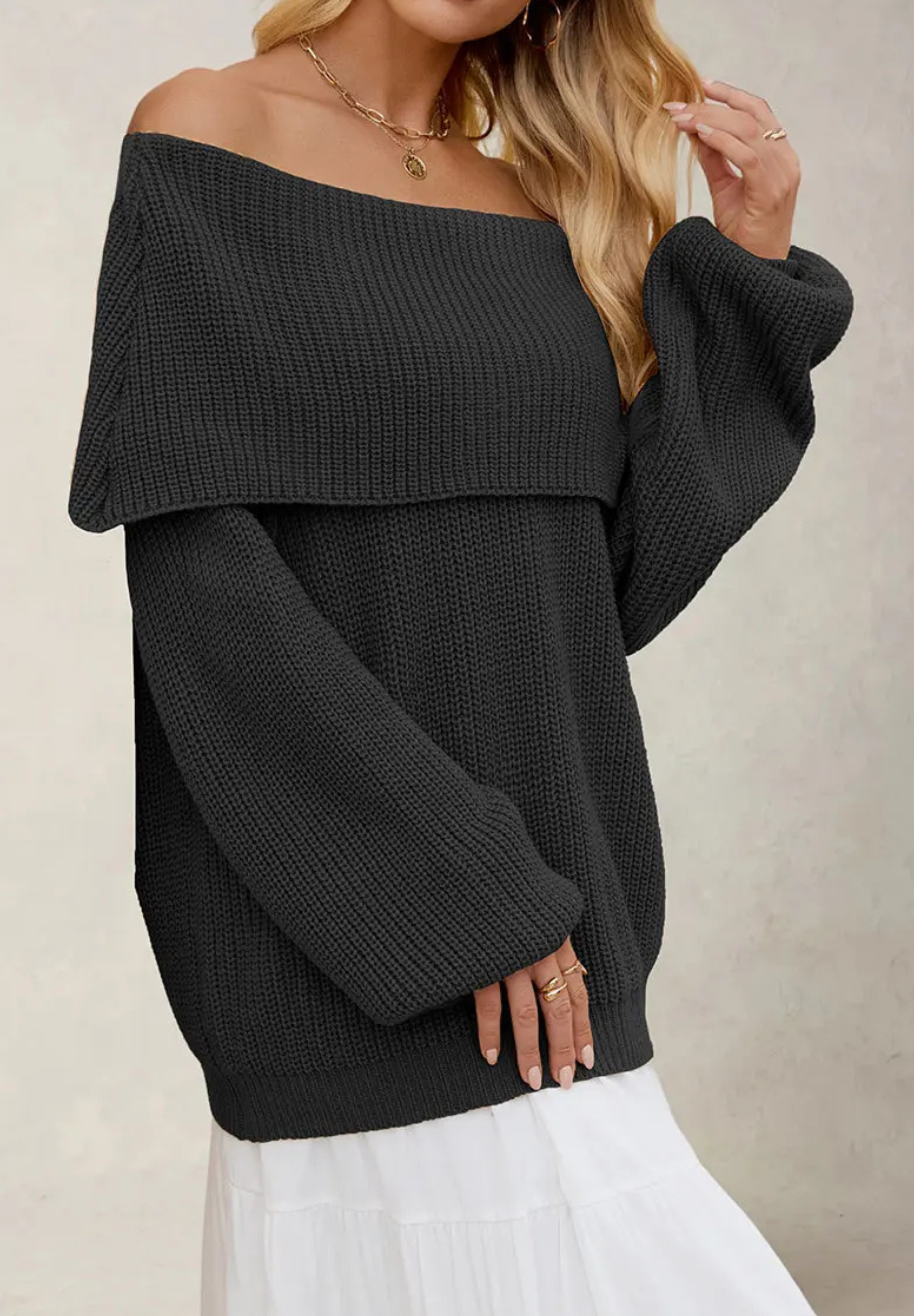 Off-shoulder dames trui – Leona