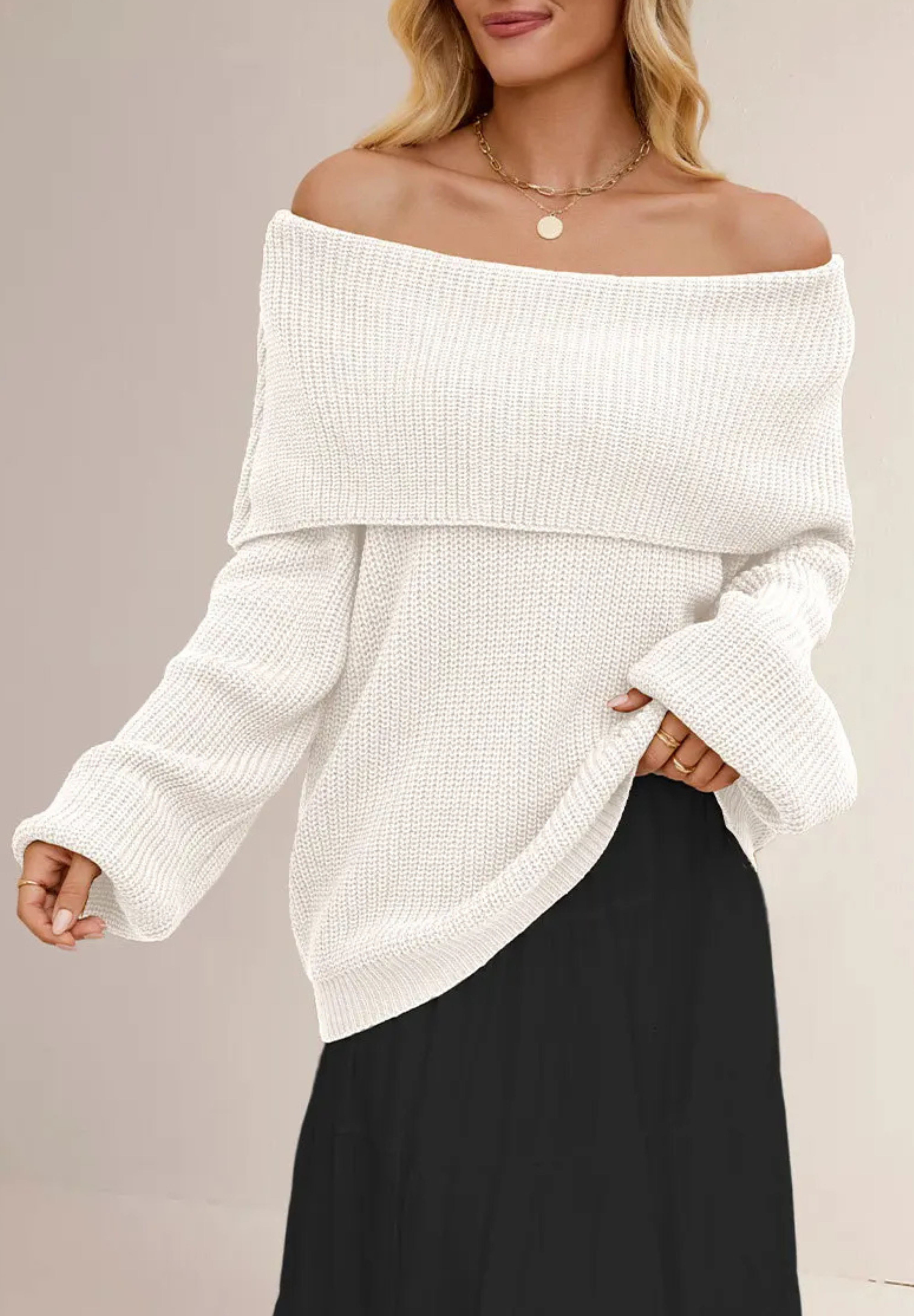 Off-shoulder dames trui – Leona