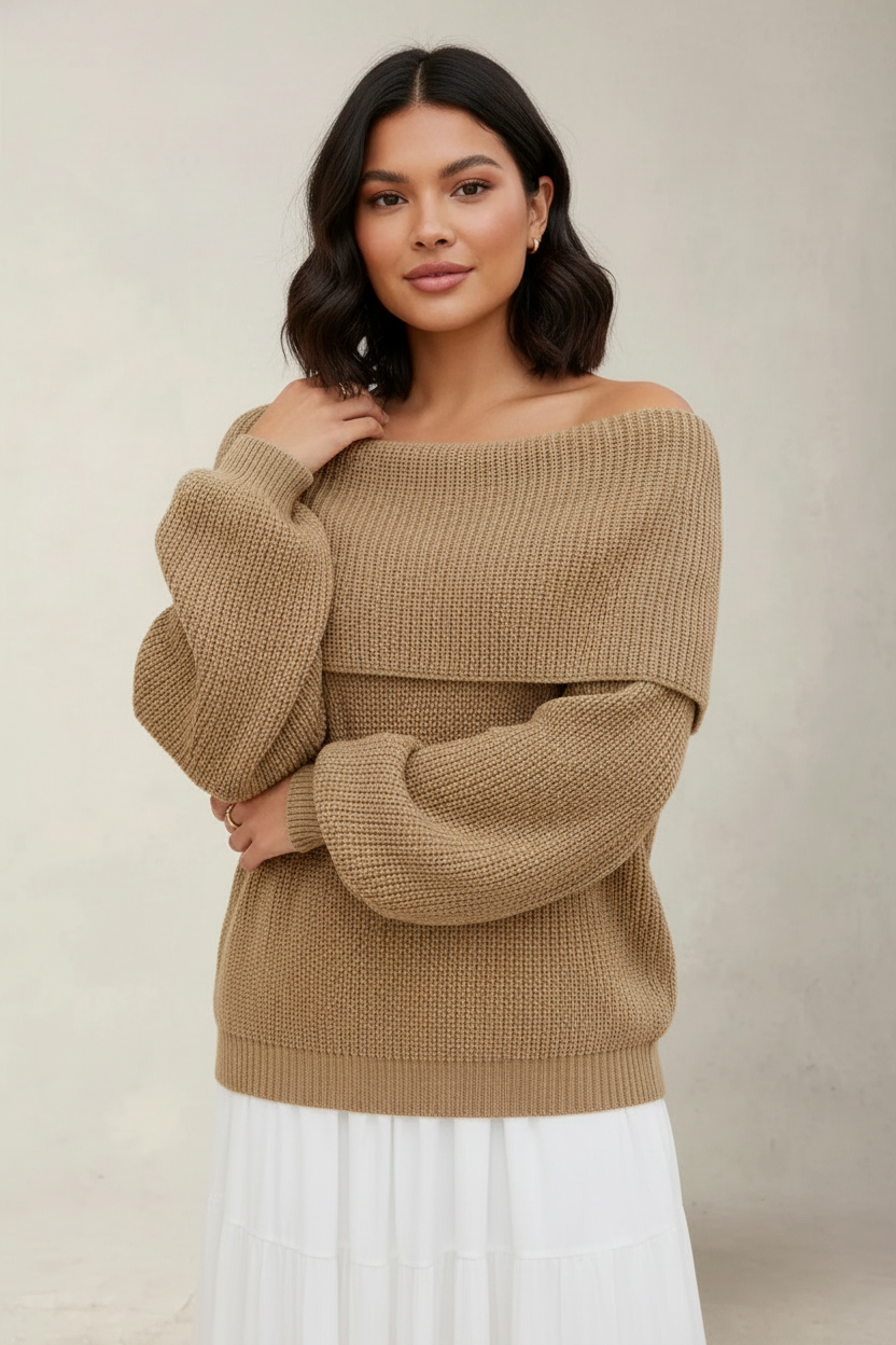 Off-shoulder dames trui – Leona
