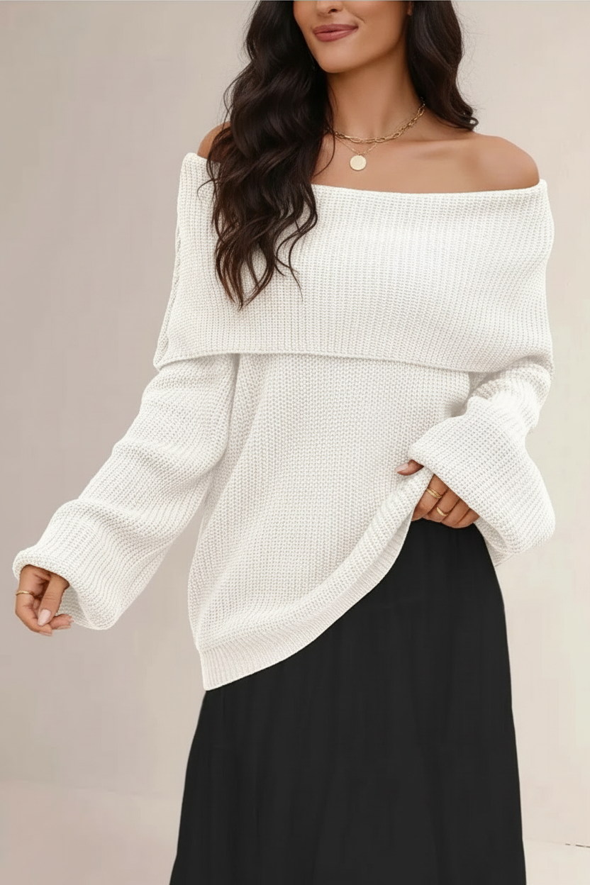 Off-shoulder dames trui – Leona