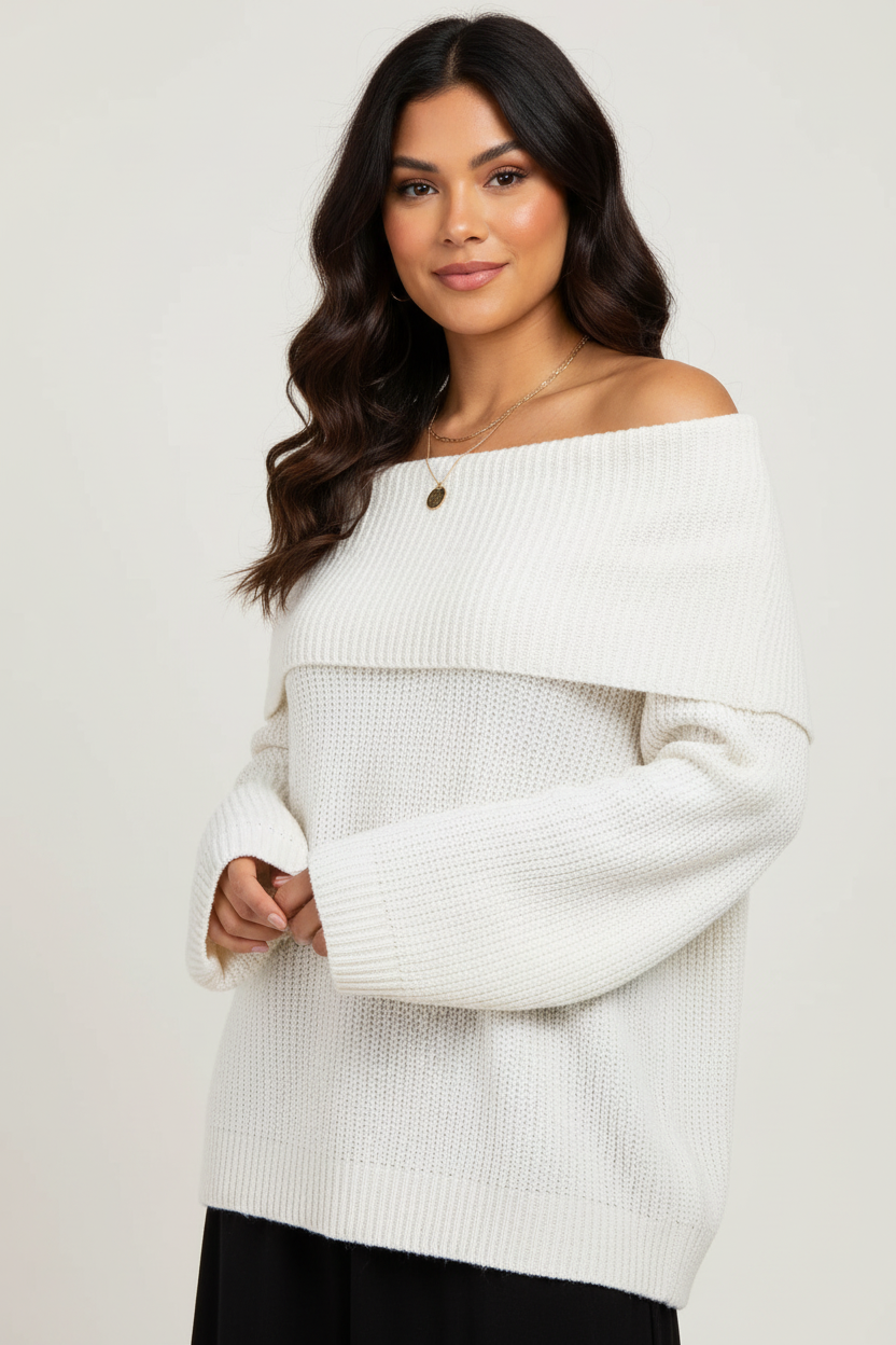 Off-shoulder dames trui – Leona