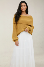 Off-shoulder dames trui – Leona