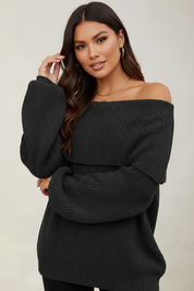 Off-shoulder dames trui – Leona