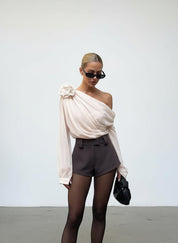 One-Shoulder Chiffon Blouse – Isabella