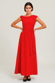 One-shoulder maxi jurk met tailleceintuur - Celeste
