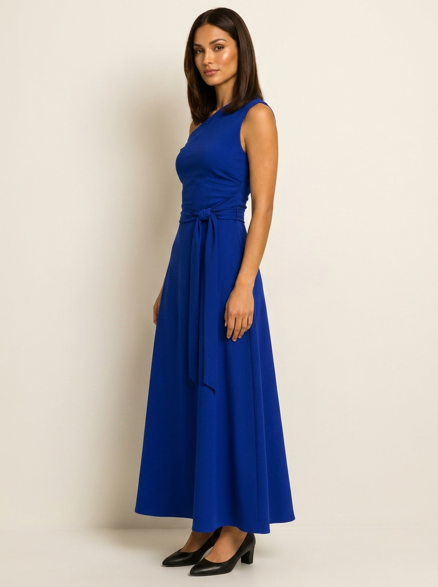 One-shoulder maxi jurk met tailleceintuur - Celeste