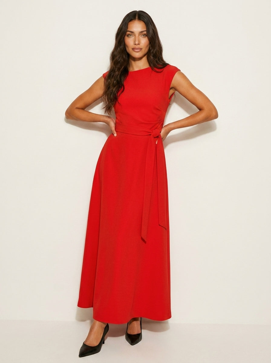 One-shoulder maxi jurk met tailleceintuur - Celeste