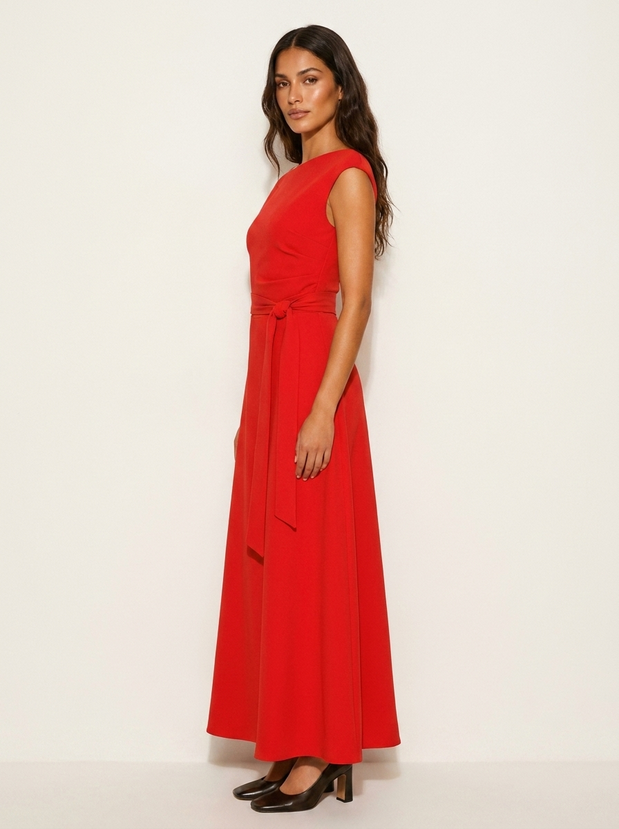 One-shoulder maxi jurk met tailleceintuur - Celeste