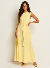 One-shoulder maxi jurk met tailleceintuur - Celeste