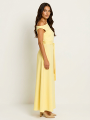 One-shoulder maxi jurk met tailleceintuur - Celeste