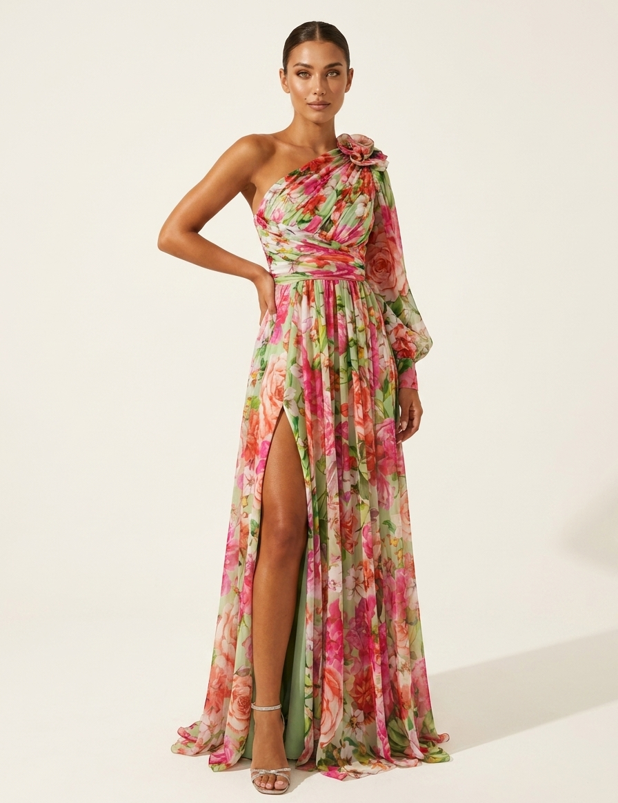 One-shoulder floral maxi dress - Fiora