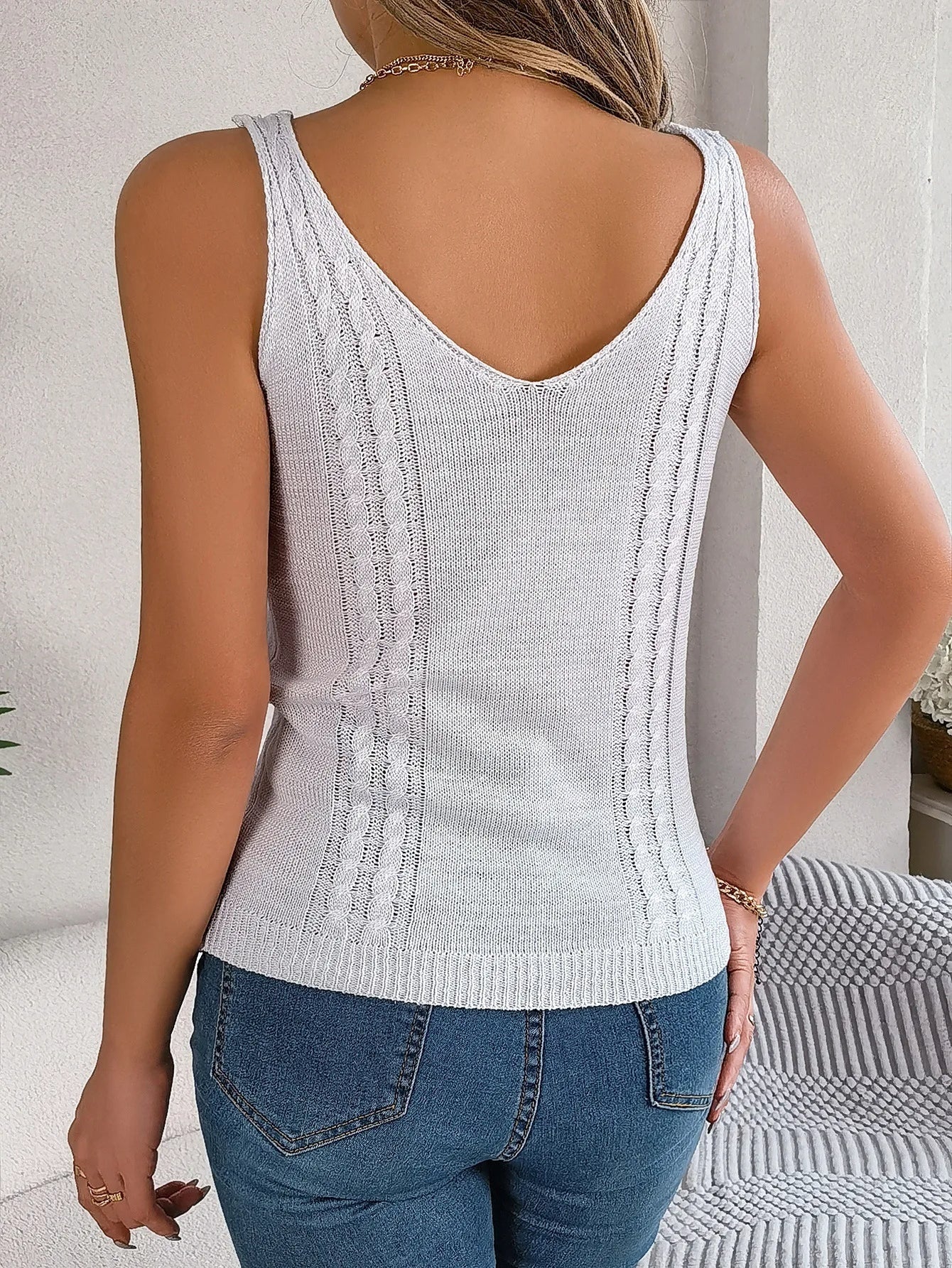 Open-knit chevron tanktop – Bayside