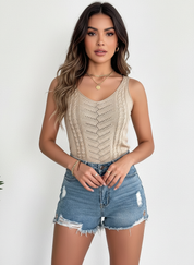 Open-knit chevron tanktop – Bayside