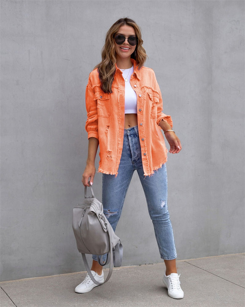 Oranje casual denim jacket