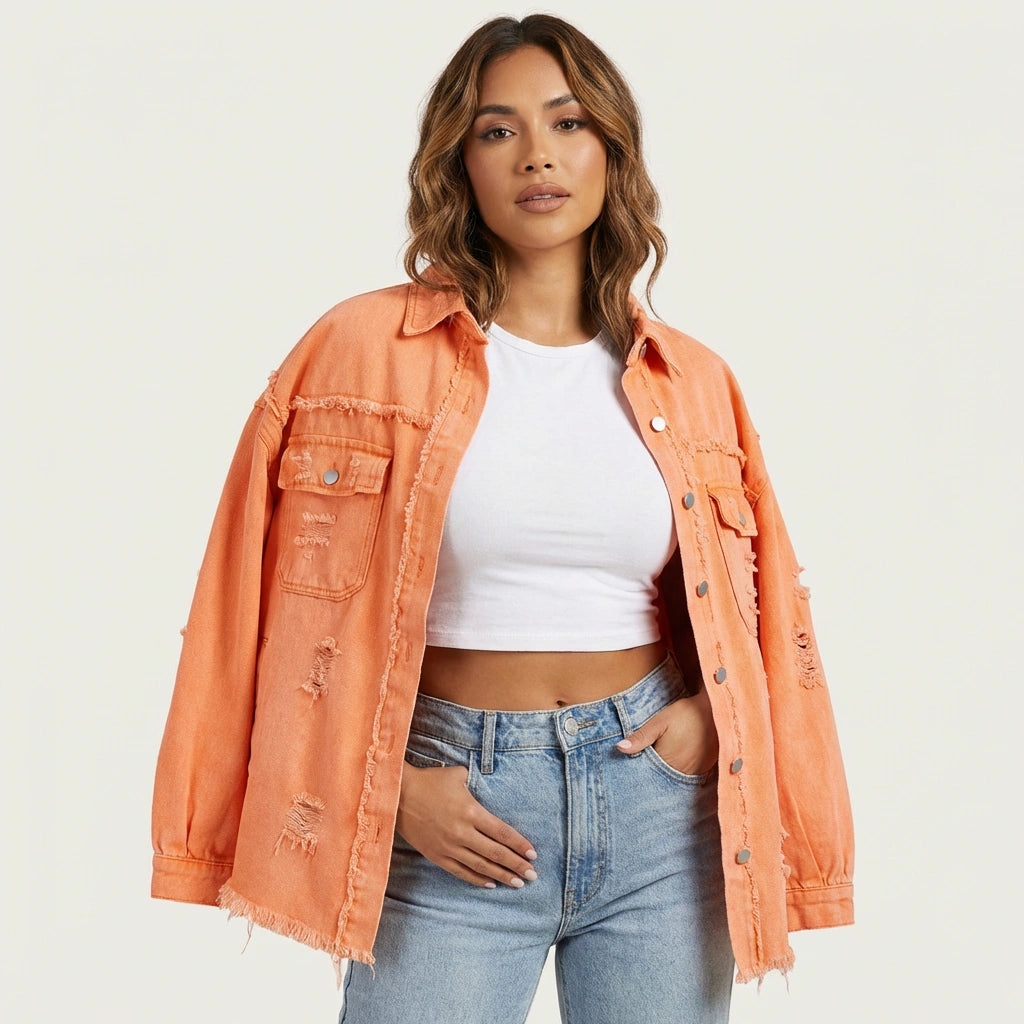 Oranje denim damesjack - Maartje