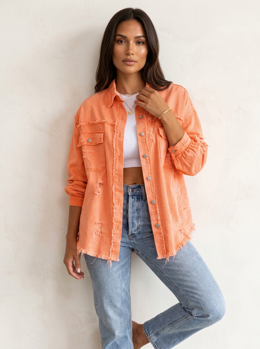 Oranje denim damesjack - Maartje