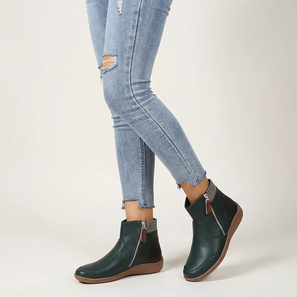 Orthopedische dames enkellaarsjes met rits en ondersteunende zool