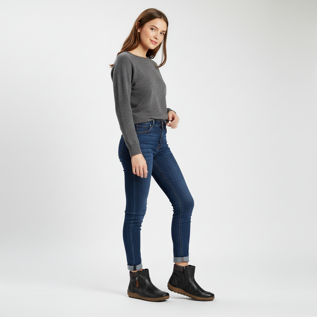 Orthopedische dames enkellaarsjes met rits en ondersteunende zool