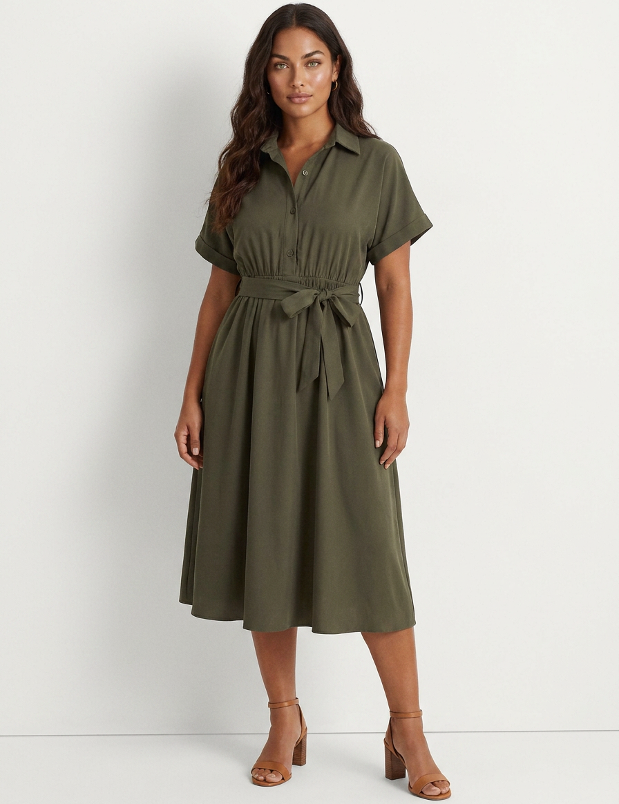 Shirt dress with tie belt - Claire