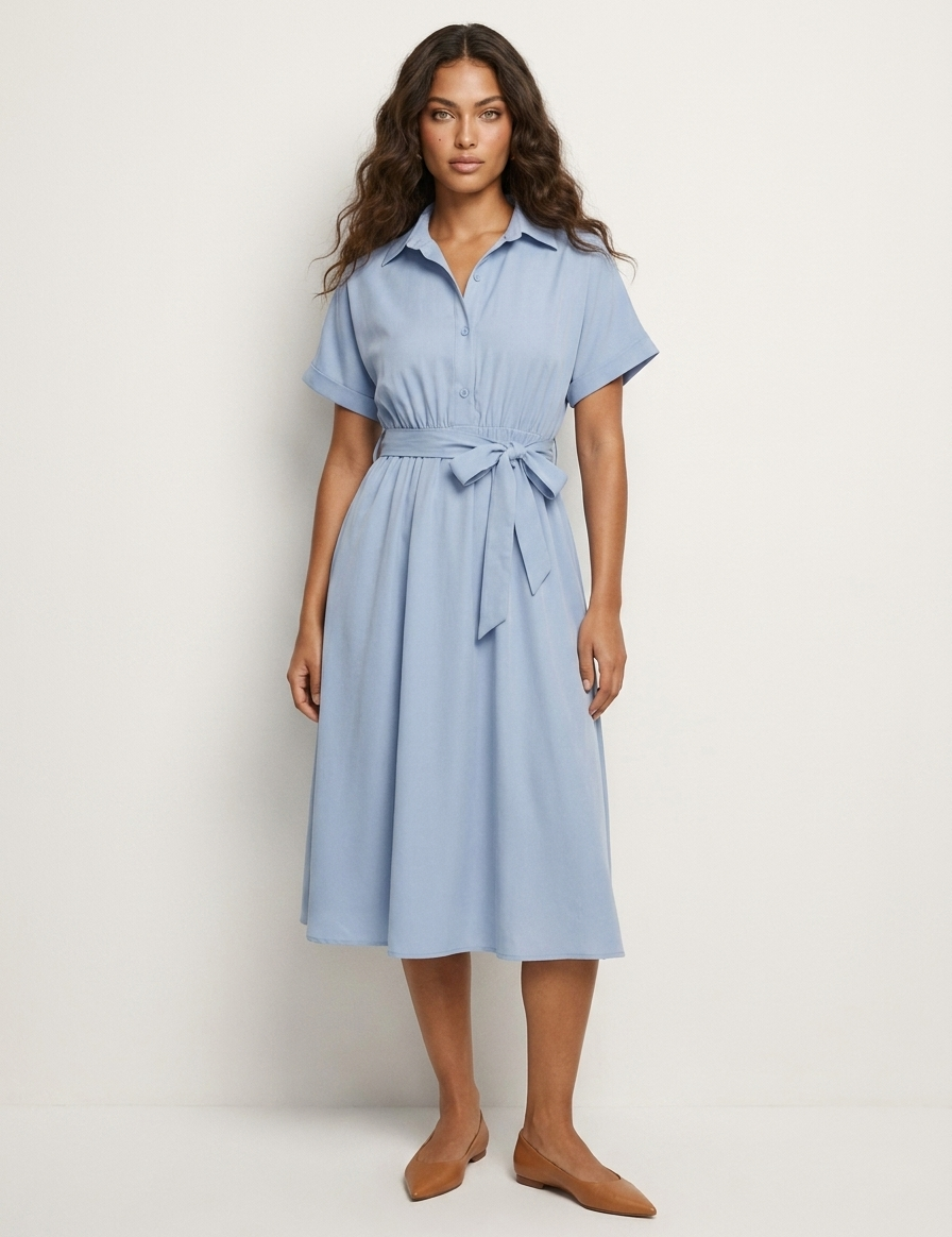 Shirt dress with tie belt - Claire