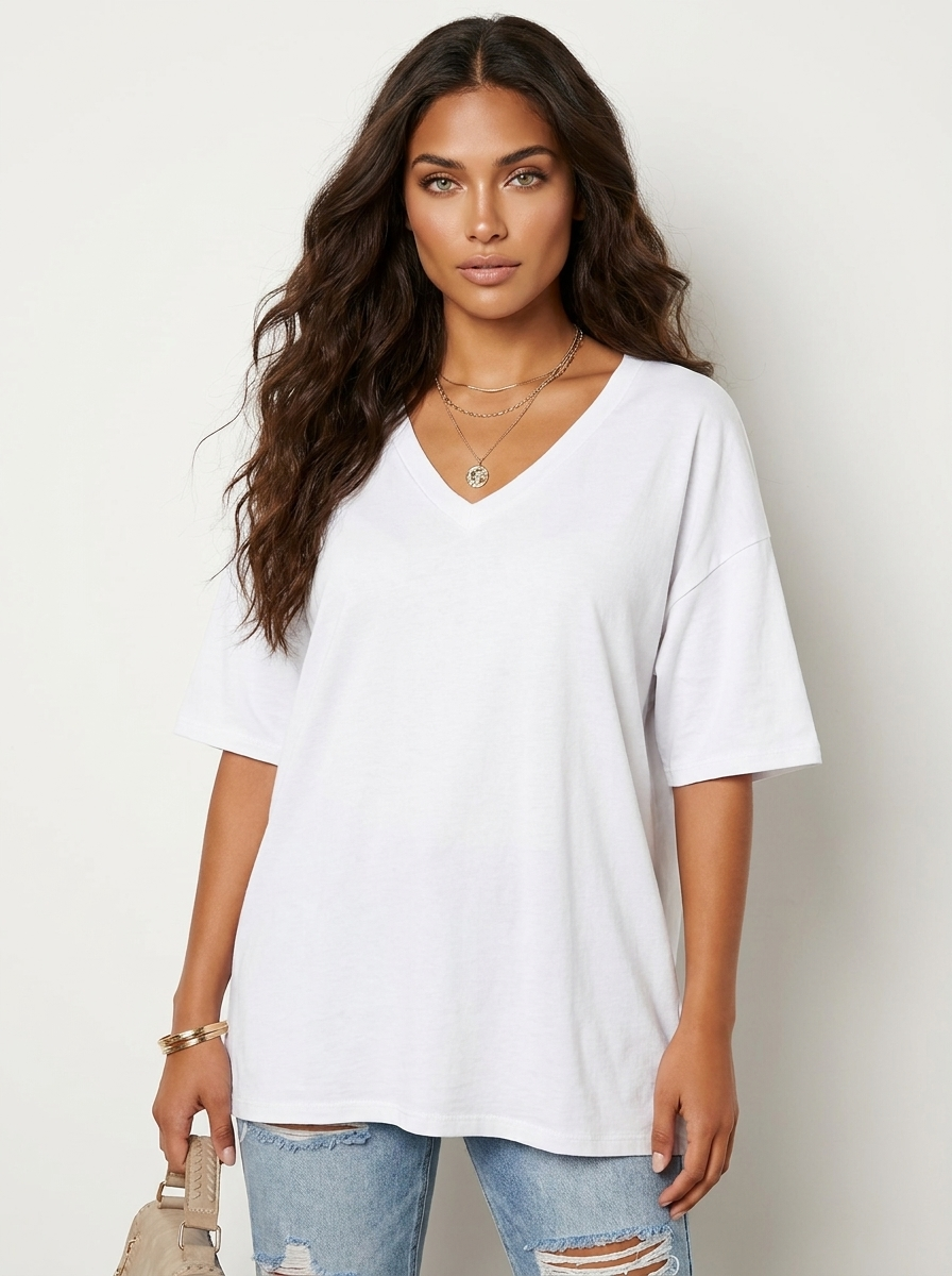 Oversized V-hals T-shirt - Sophie