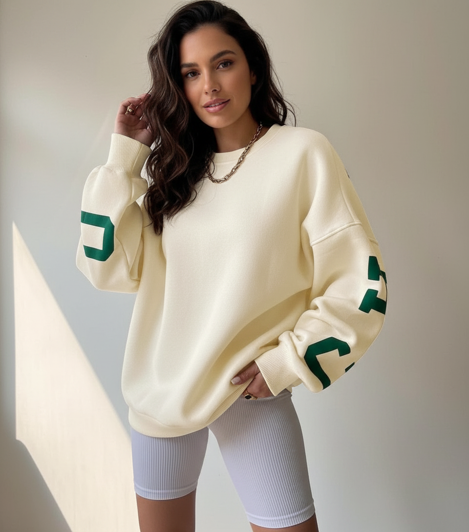 Oversized comfy dames sweater met grafische print