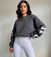 Oversized comfy dames sweater met grafische print