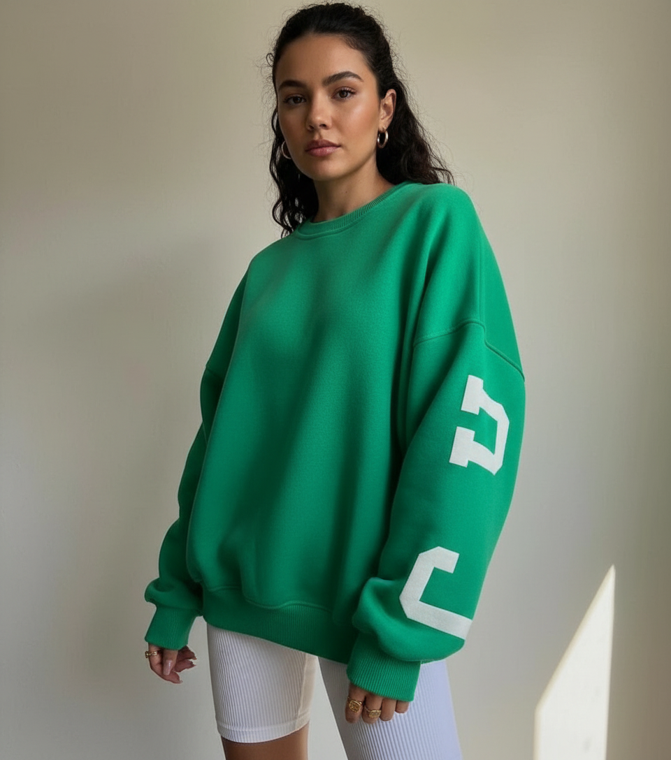 Oversized comfy dames sweater met grafische print