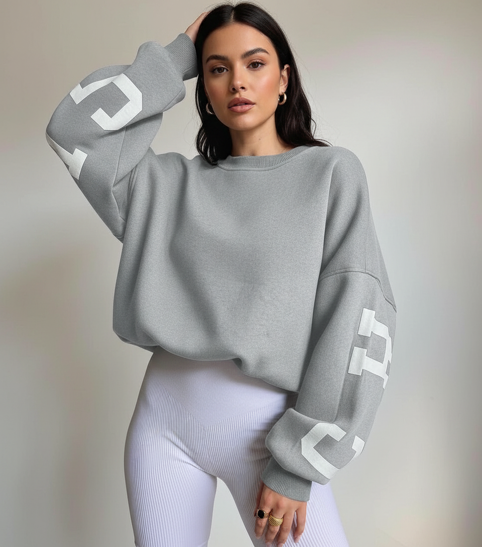 Oversized comfy dames sweater met grafische print