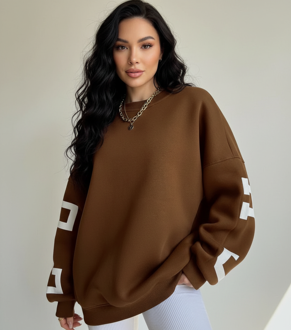 Oversized comfy dames sweater met grafische print