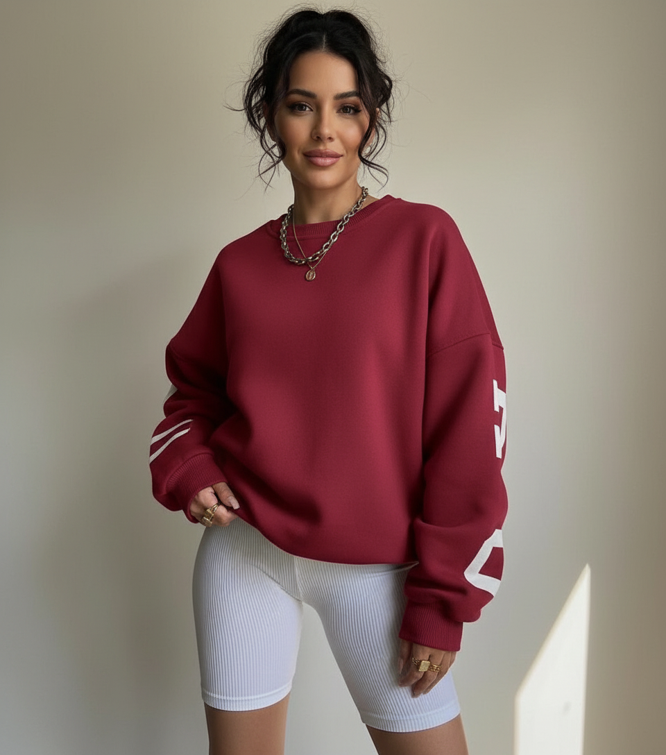 Oversized comfy dames sweater met grafische print