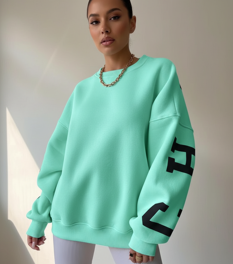 Oversized comfy dames sweater met grafische print