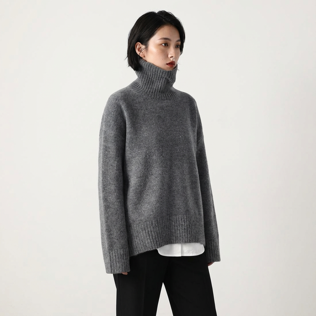 Oversized coltrui met hoge hals