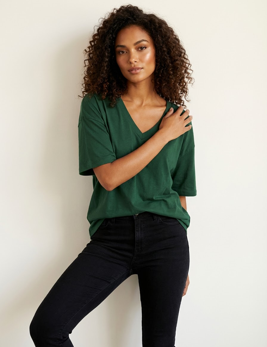 Oversized women’s T-shirt with V-neck – Noa
