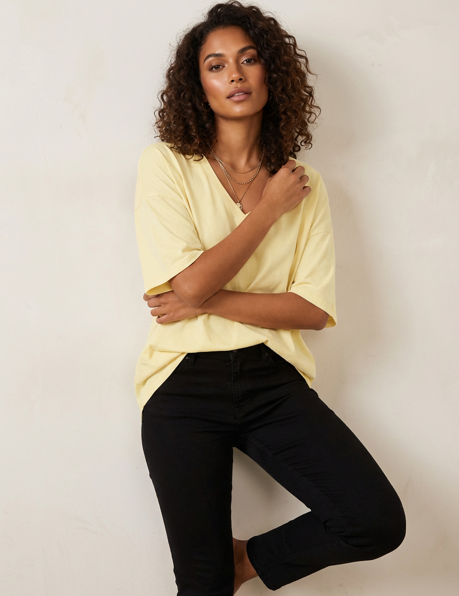 Oversized women’s T-shirt with V-neck – Noa