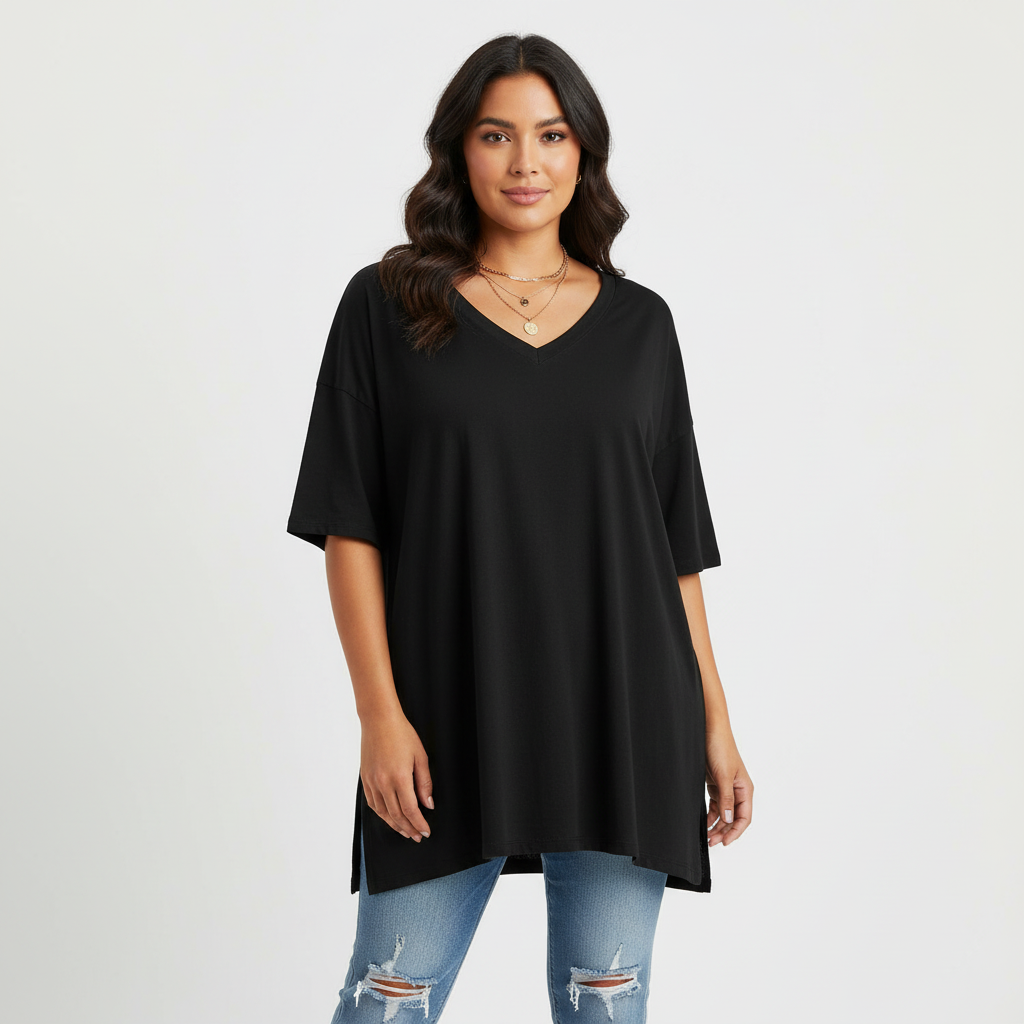 Oversized women’s T-shirt with V-neck – Noa