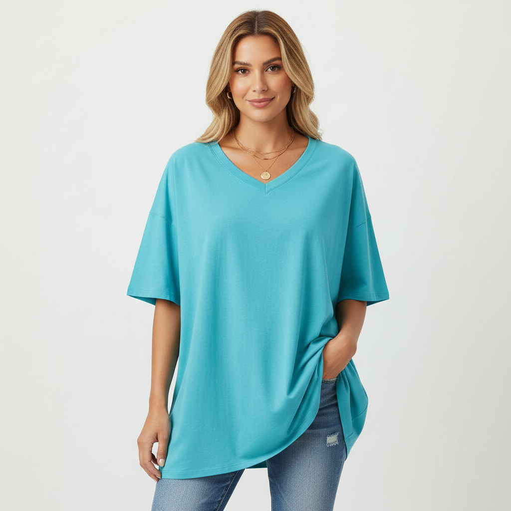 Oversized women’s T-shirt with V-neck – Noa