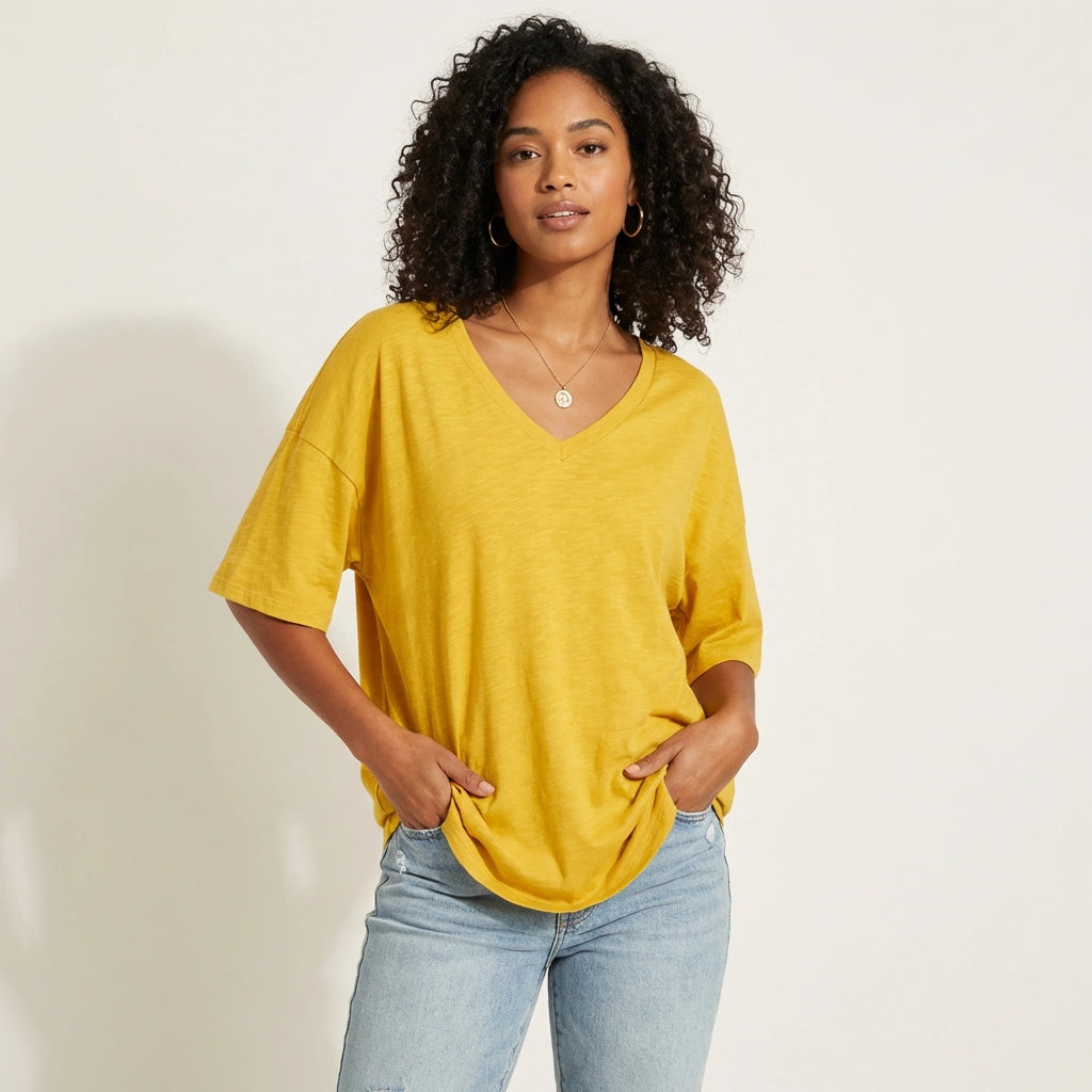 Oversized women’s V-neck T-shirt - Kate