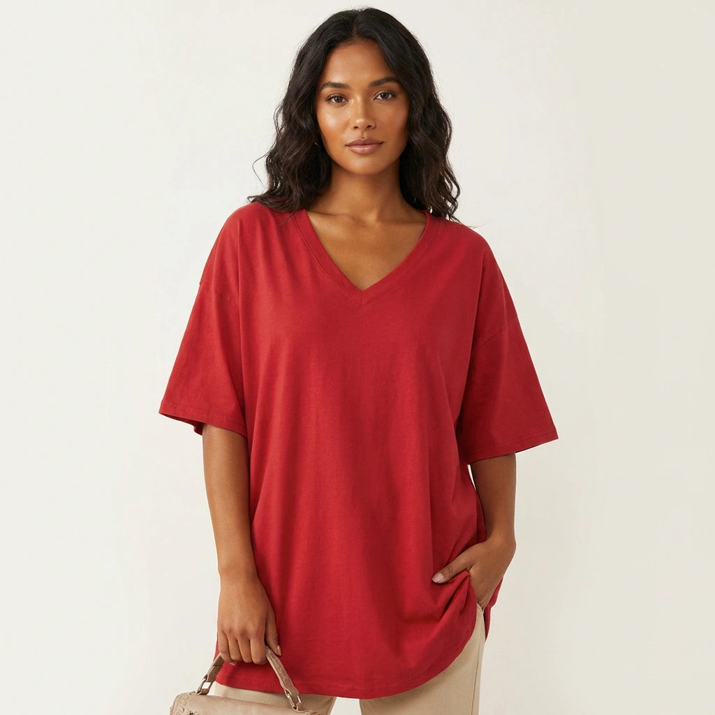 Oversized women’s V-neck T-shirt - Kate