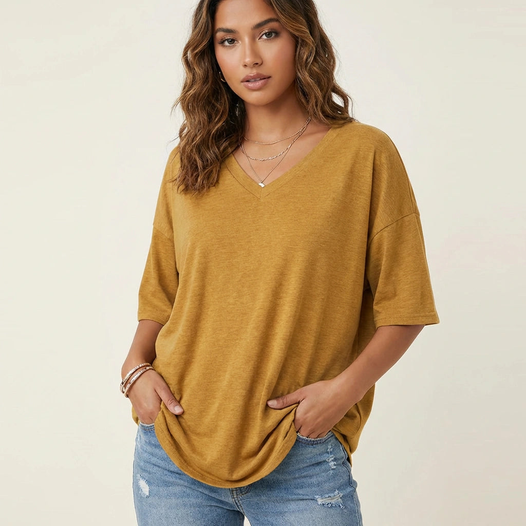 Oversized women’s V-neck T-shirt - Kate