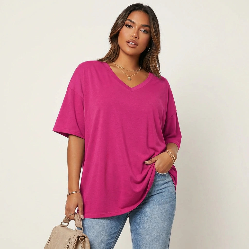 Oversized women’s V-neck T-shirt - Kate